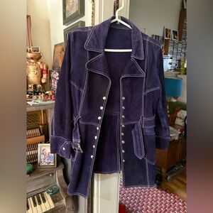 Vintage 1970s Purple Suede Jacket – Rare Color – Small